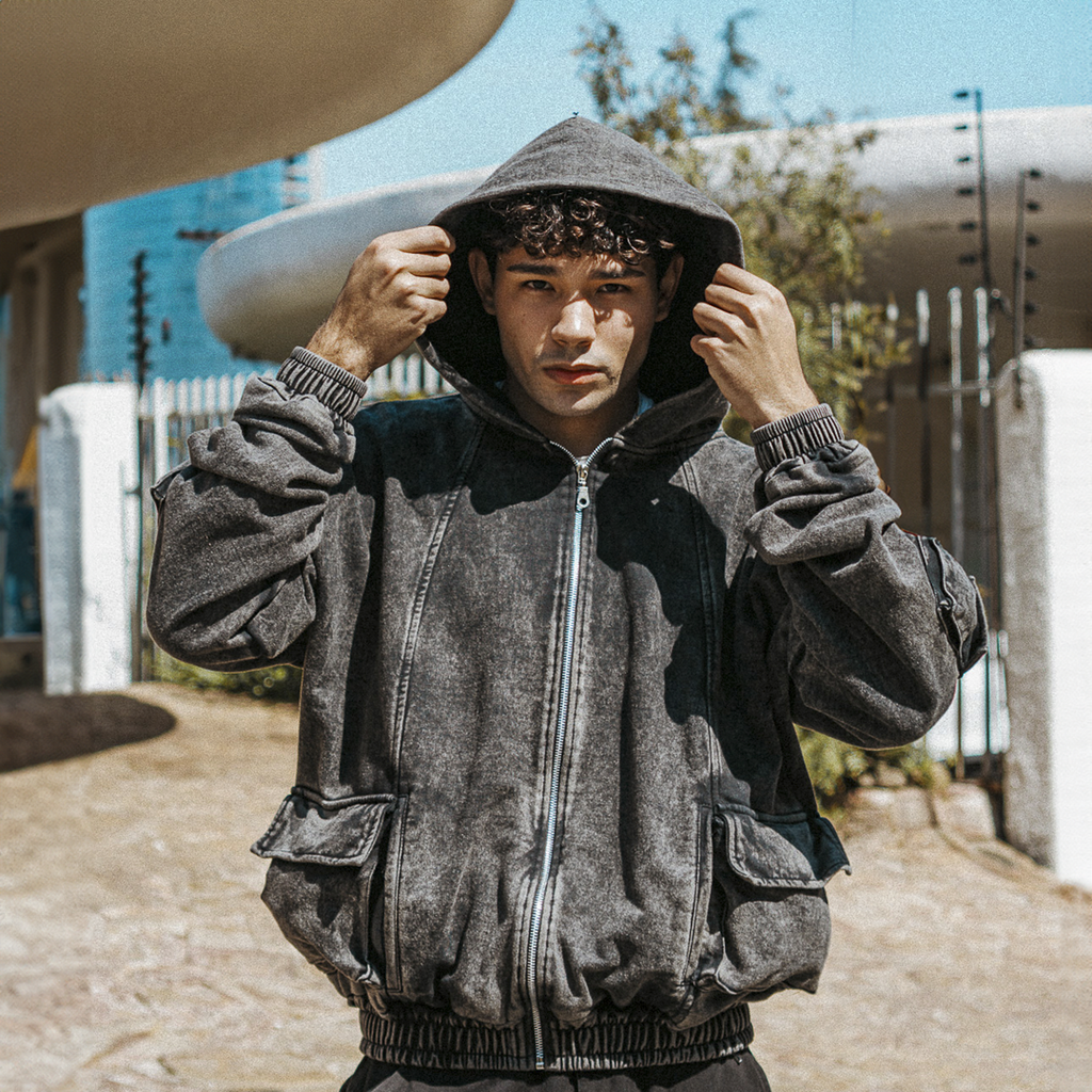 Utility Hoodie Acid Wash