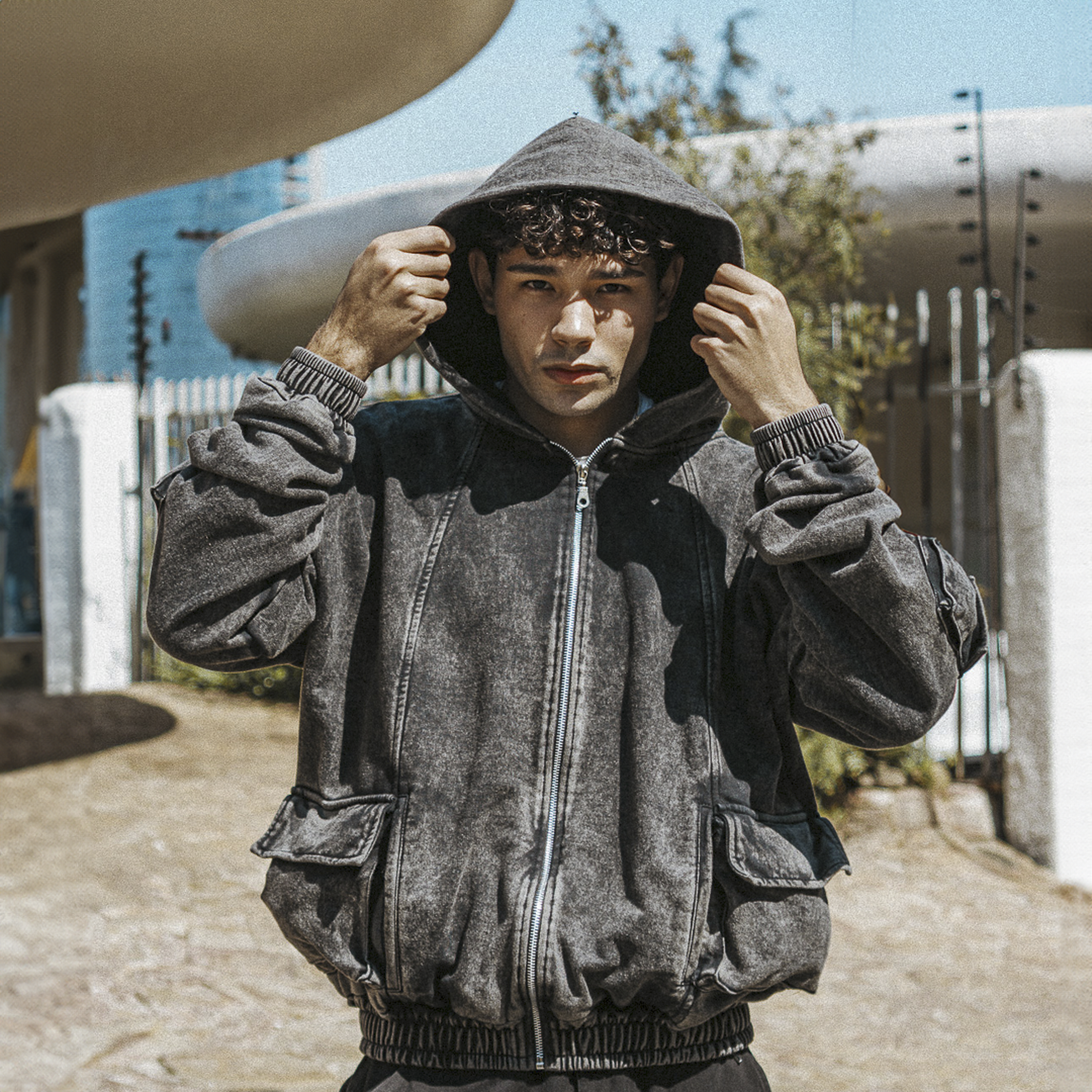 Utility Hoodie Acid Wash